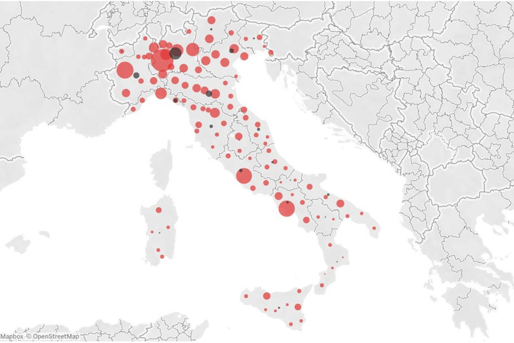 la mappa dei contagi in Italia al 28 ottobre 2020