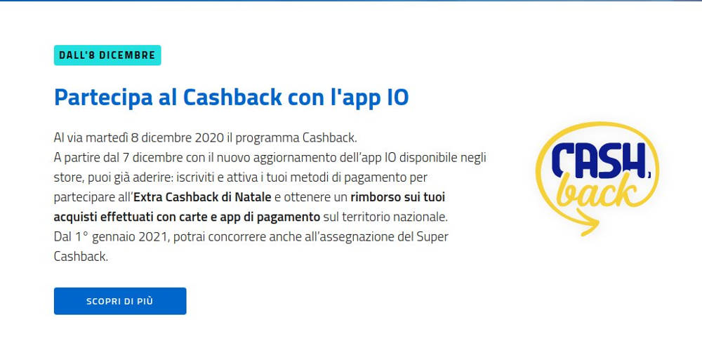 cashback di Stato screen sito 